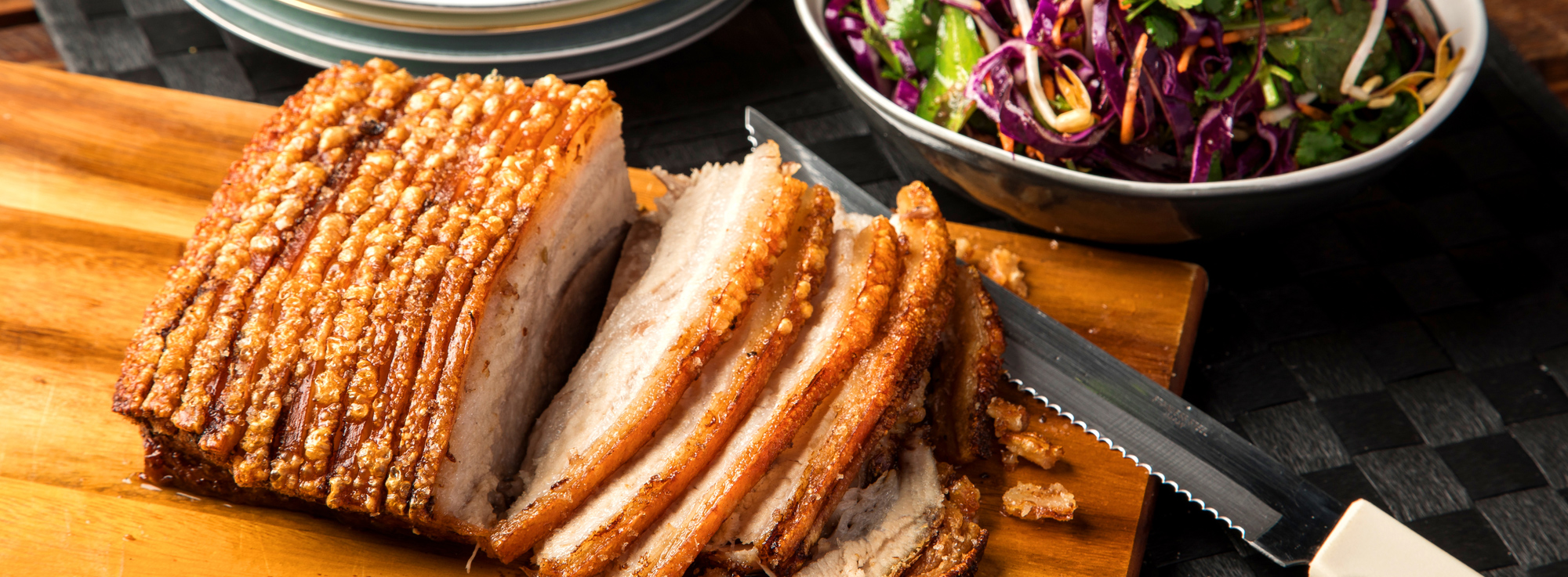 Crispy pork belly with Asian salad